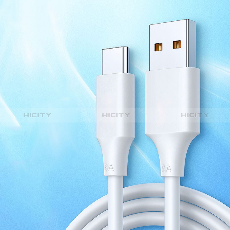 Cable Type-C Android Universel 6A H05 pour Apple iPhone 15 Plus Blanc Plus