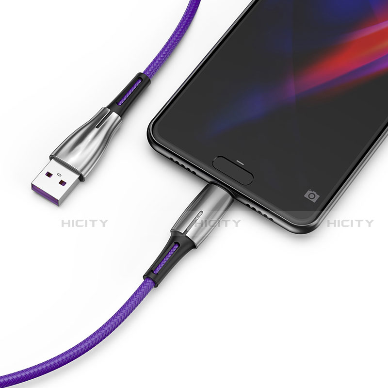 Cable Type-C Android Universel T12 pour Apple iPad Air 5 10.9 (2022) Violet Plus