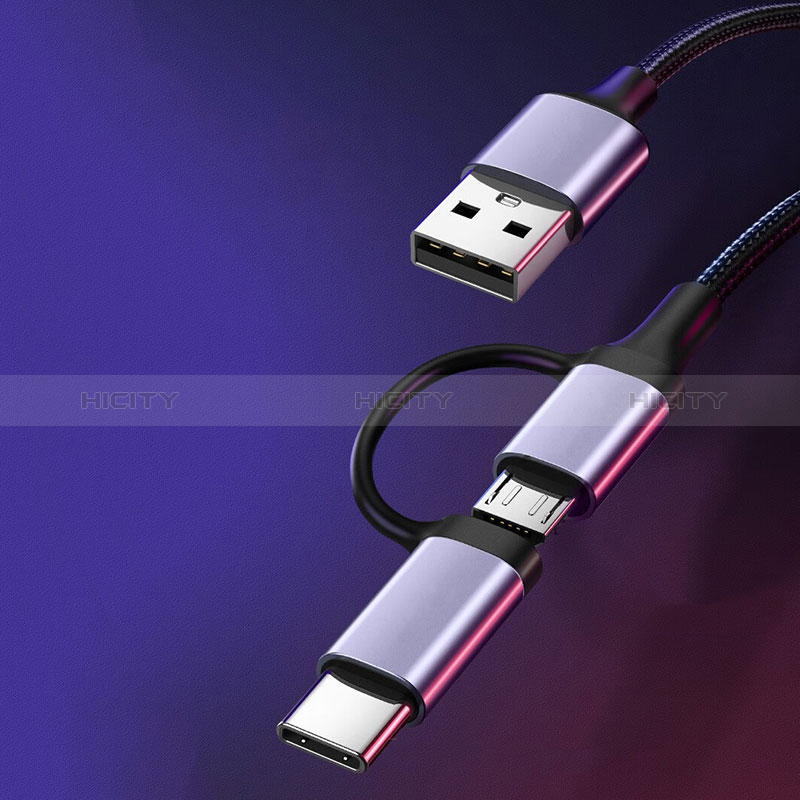 Cable Type-C et Mrico USB Android Universel 3A H01 Gris Fonce Plus