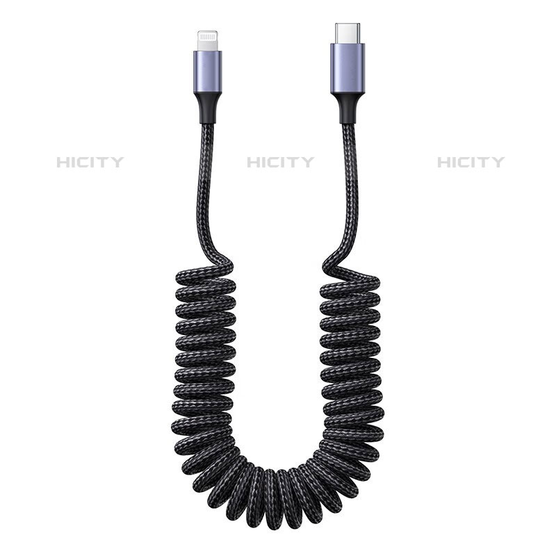 Cable Type-C USB-C vers Lightning USB H02 pour Apple iPad Pro 12.9 (2021) Gris Fonce Plus
