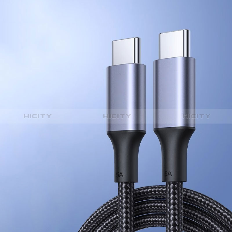 Cable Type-C USB-C vers Type-C USB-C 100W H04 pour Apple iPad Air 5 10.9 (2022) Gris Fonce Plus