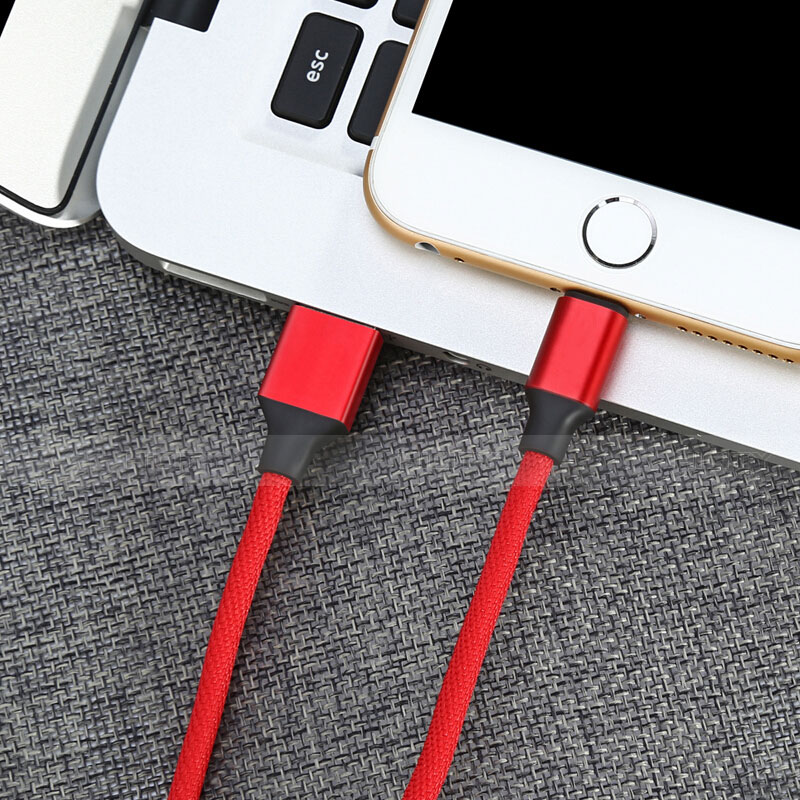 Chargeur Cable Data Synchro Cable D03 pour Apple iPhone Xs Rouge Plus