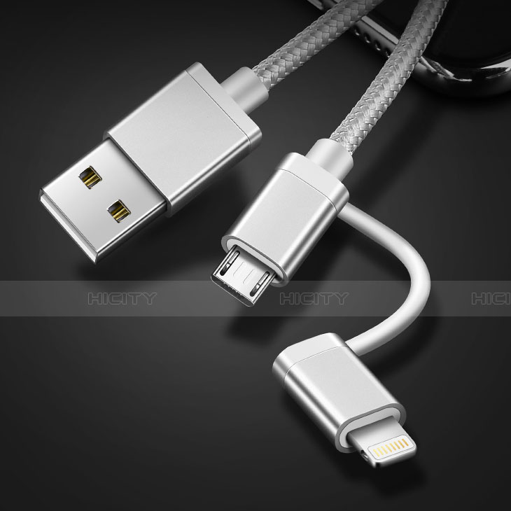 Chargeur Lightning Cable Data Synchro Cable Android Micro USB C01 pour Apple iPad Air 2 Argent Plus