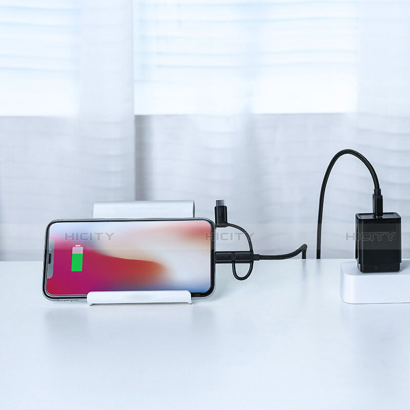 Chargeur Lightning Cable Data Synchro Cable Android Micro USB C01 pour Apple iPhone Xs Max Noir Plus