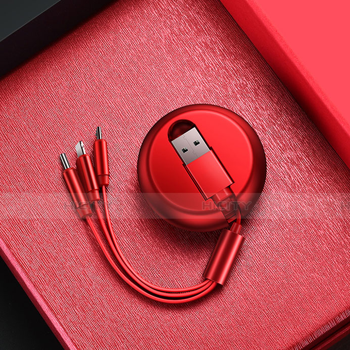Chargeur Lightning Cable Data Synchro Cable Android Micro USB C09 pour Apple iPhone 8 Plus Rouge Plus