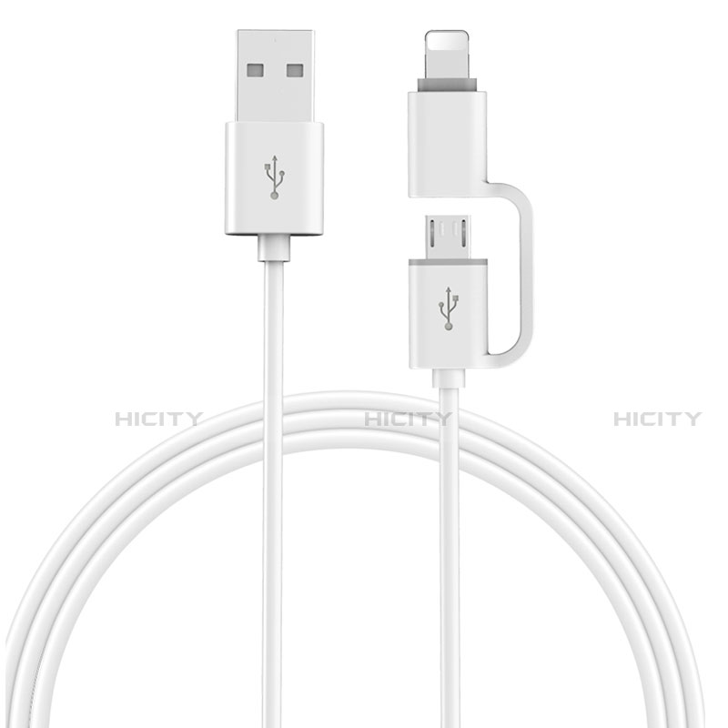 Chargeur Lightning Cable Data Synchro Cable Android Micro USB ML01 Blanc Plus