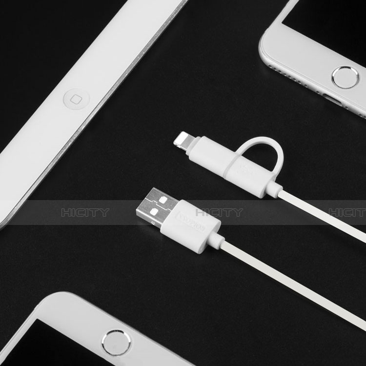 Chargeur Lightning Cable Data Synchro Cable Android Micro USB ML01 Blanc Plus