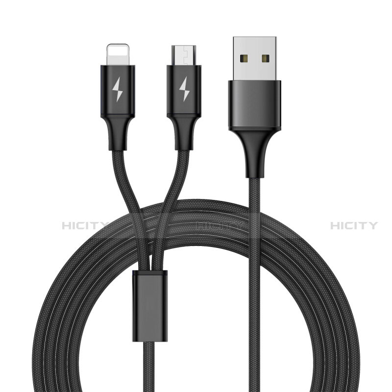 Chargeur Lightning Cable Data Synchro Cable Android Micro USB ML05 Noir Plus