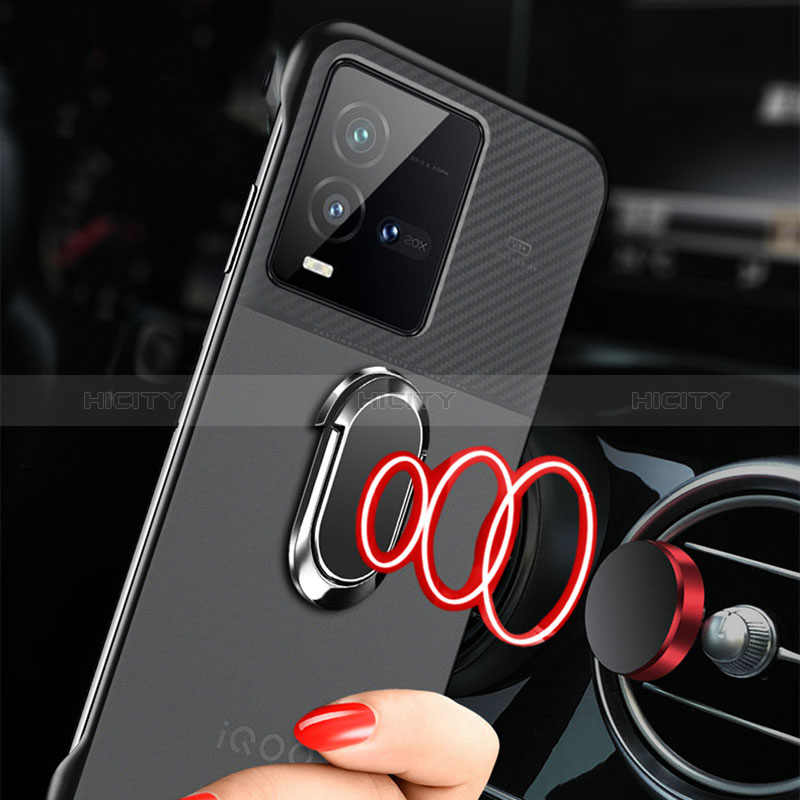 Coque Antichocs Rigide Sans Cadre Transparente Crystal Etui Housse avec Support Bague Anneau Aimante Magnetique pour Vivo iQOO 10 Pro 5G Plus