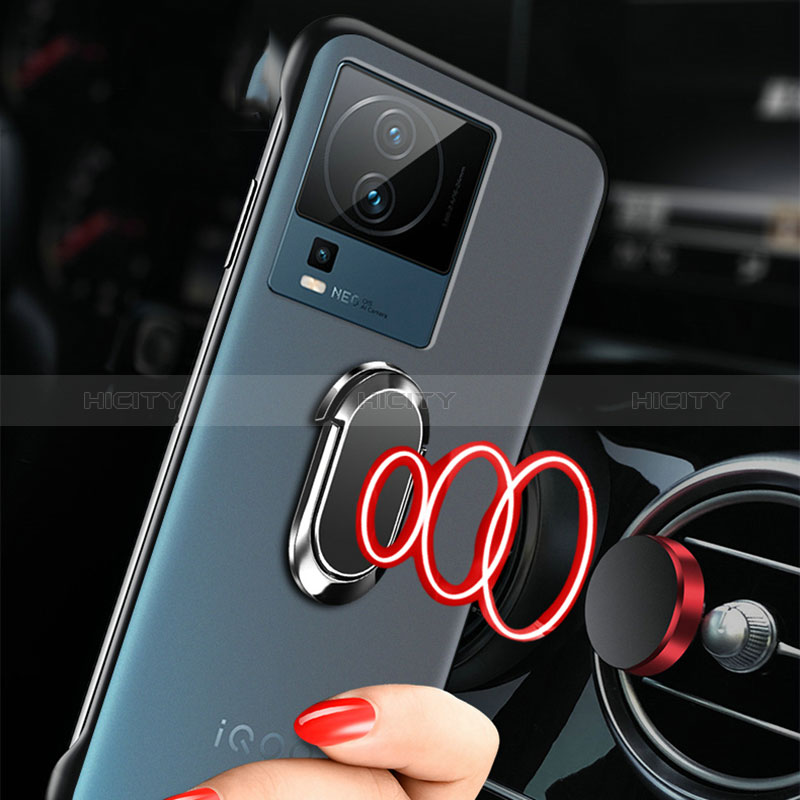 Coque Antichocs Rigide Sans Cadre Transparente Crystal Etui Housse avec Support Bague Anneau Aimante Magnetique pour Vivo iQOO Neo7 5G Plus