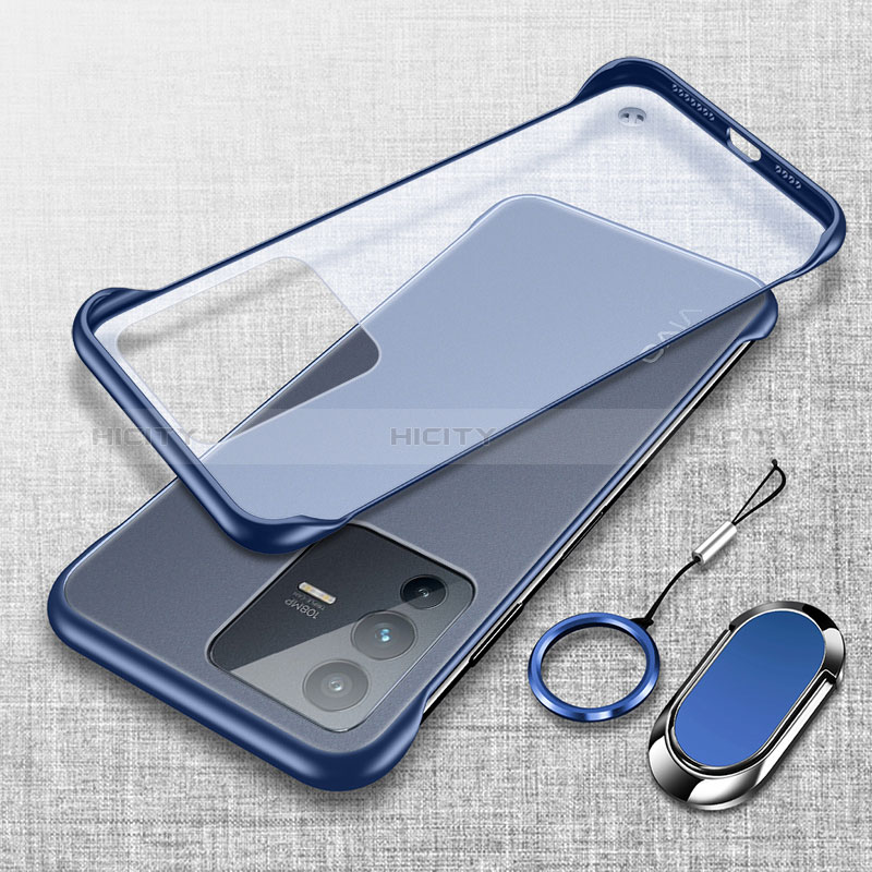 Coque Antichocs Rigide Sans Cadre Transparente Crystal Etui Housse avec Support Bague Anneau Aimante Magnetique pour Vivo V23 Pro 5G Plus