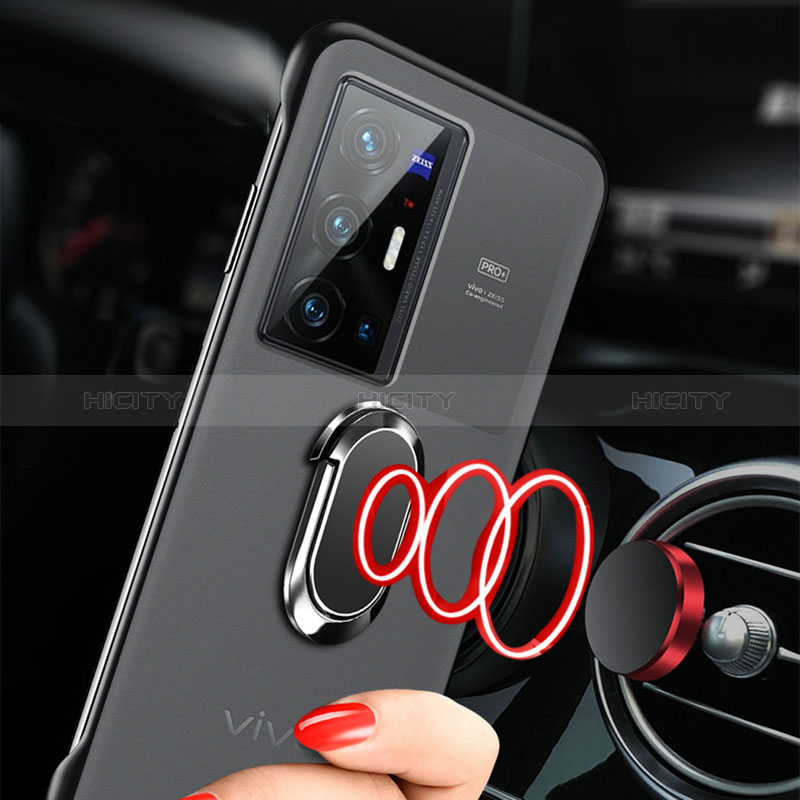 Coque Antichocs Rigide Sans Cadre Transparente Crystal Etui Housse avec Support Bague Anneau Aimante Magnetique pour Vivo X70 Pro+ Plus 5G Plus