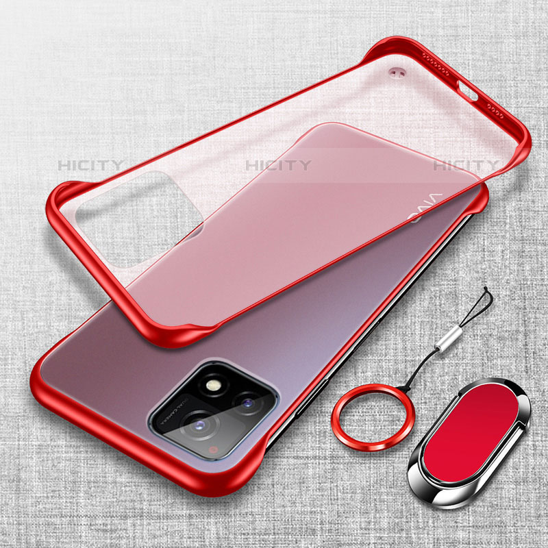 Coque Antichocs Rigide Sans Cadre Transparente Crystal Etui Housse avec Support Bague Anneau Aimante Magnetique pour Vivo Y52s 5G Plus