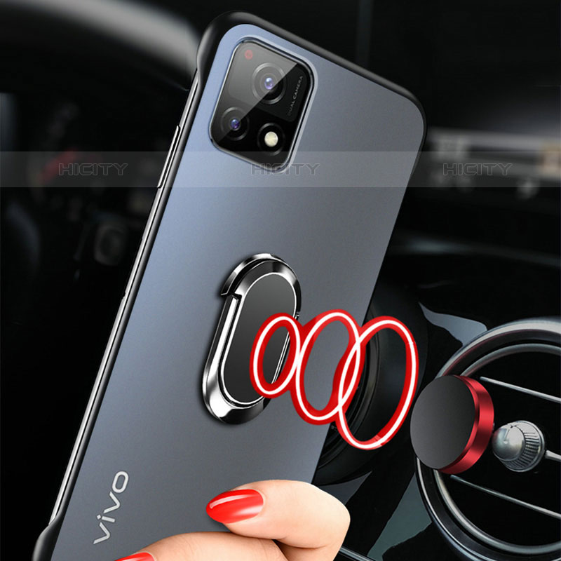 Coque Antichocs Rigide Sans Cadre Transparente Crystal Etui Housse avec Support Bague Anneau Aimante Magnetique pour Vivo Y52s 5G Plus