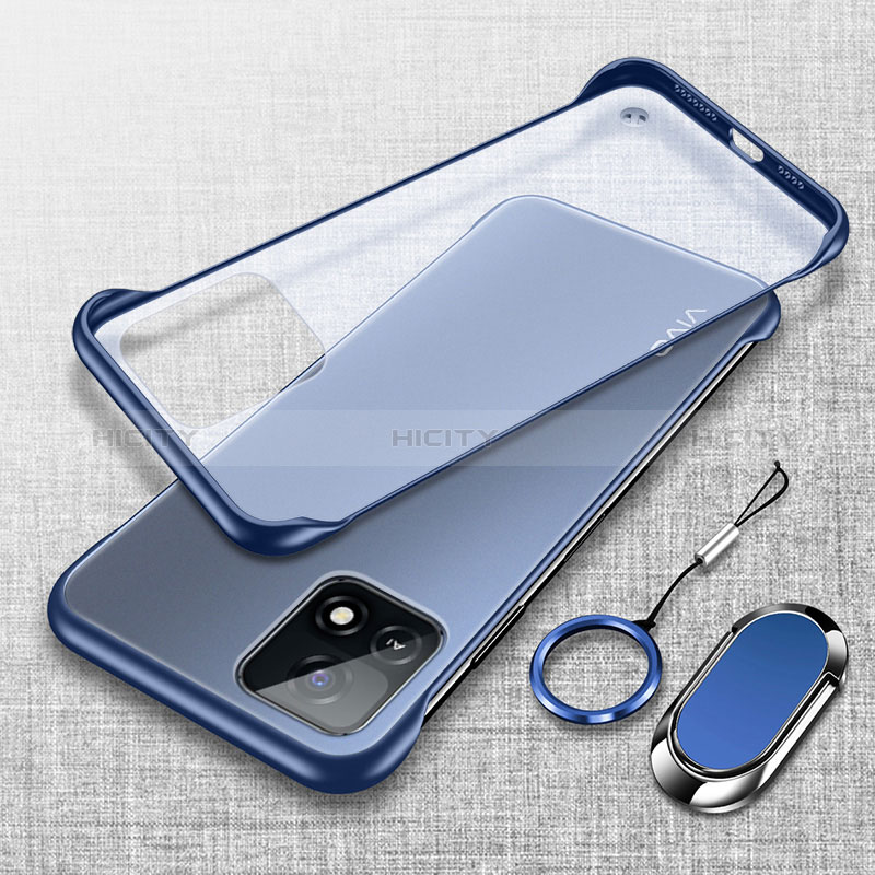 Coque Antichocs Rigide Sans Cadre Transparente Crystal Etui Housse avec Support Bague Anneau Aimante Magnetique pour Vivo Y52s t1 5G Plus