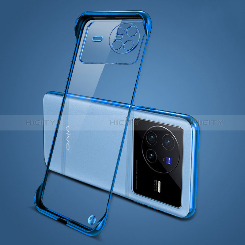 Coque Antichocs Rigide Sans Cadre Transparente Crystal Etui Housse H01 pour Vivo X80 5G Bleu Plus