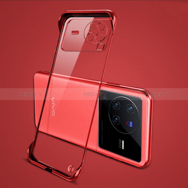 Coque Antichocs Rigide Sans Cadre Transparente Crystal Etui Housse H01 pour Vivo X80 Pro 5G Rouge Plus