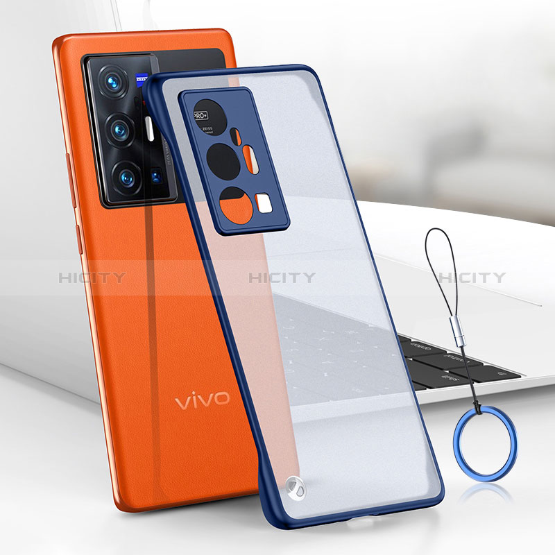 Coque Antichocs Rigide Sans Cadre Transparente Crystal Etui Housse H02 pour Vivo X70 Pro+ Plus 5G Bleu Plus