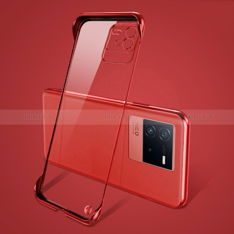 Coque Antichocs Rigide Sans Cadre Transparente Crystal Etui Housse pour Vivo iQOO Neo6 5G Rouge Plus