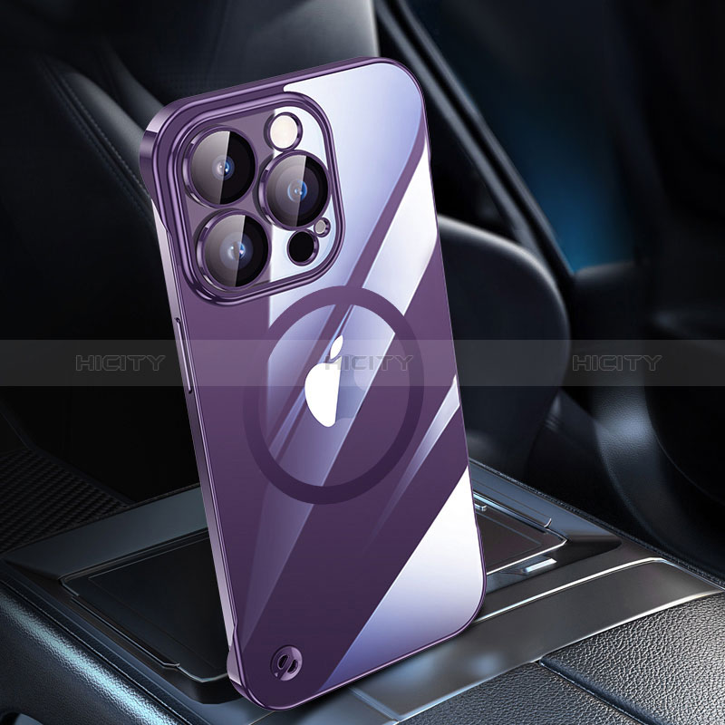 Coque Antichocs Rigide Transparente Crystal Etui Housse avec Mag-Safe Magnetic Magnetique QC1 pour Apple iPhone 12 Pro Max Violet Plus