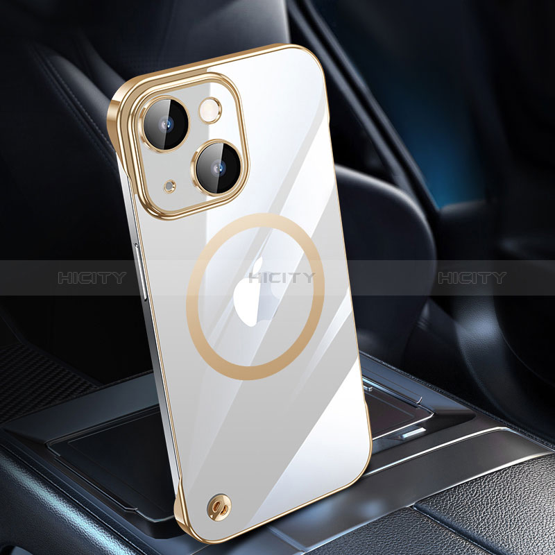 Coque Antichocs Rigide Transparente Crystal Etui Housse avec Mag-Safe Magnetic Magnetique QC1 pour Apple iPhone 15 Or Plus