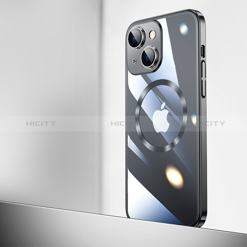 Coque Antichocs Rigide Transparente Crystal Etui Housse avec Mag-Safe Magnetic Magnetique QC2 pour Apple iPhone 15 Noir Plus