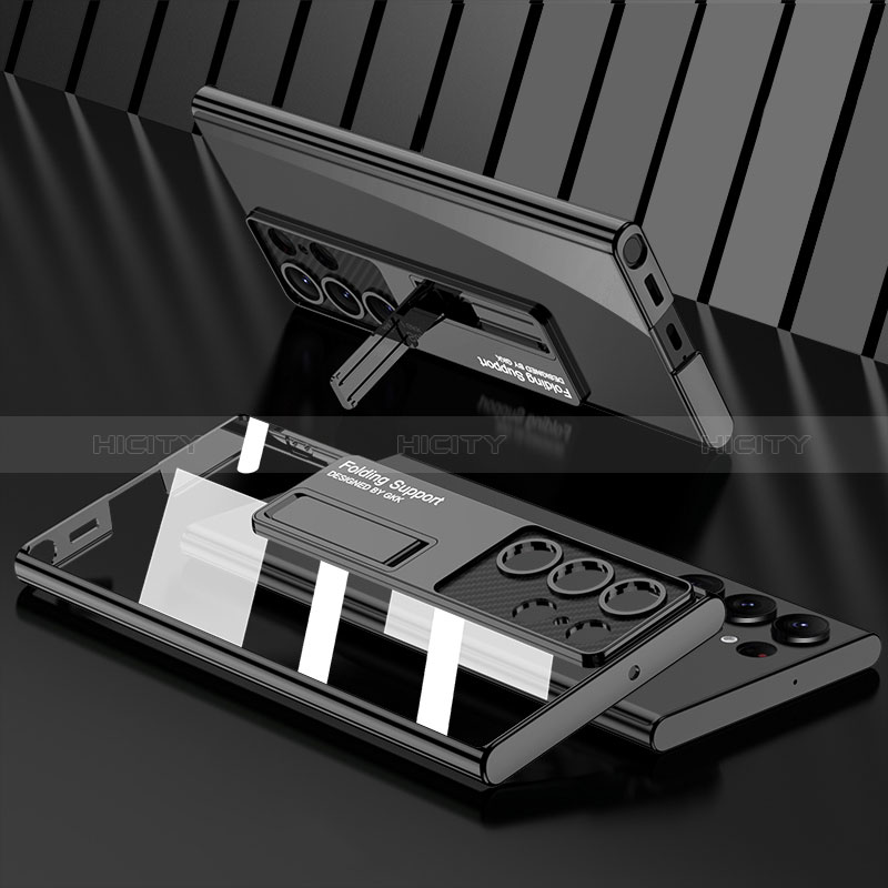 Coque Antichocs Rigide Transparente Crystal Etui Housse avec Support AC3 pour Samsung Galaxy S23 Ultra 5G Noir Plus