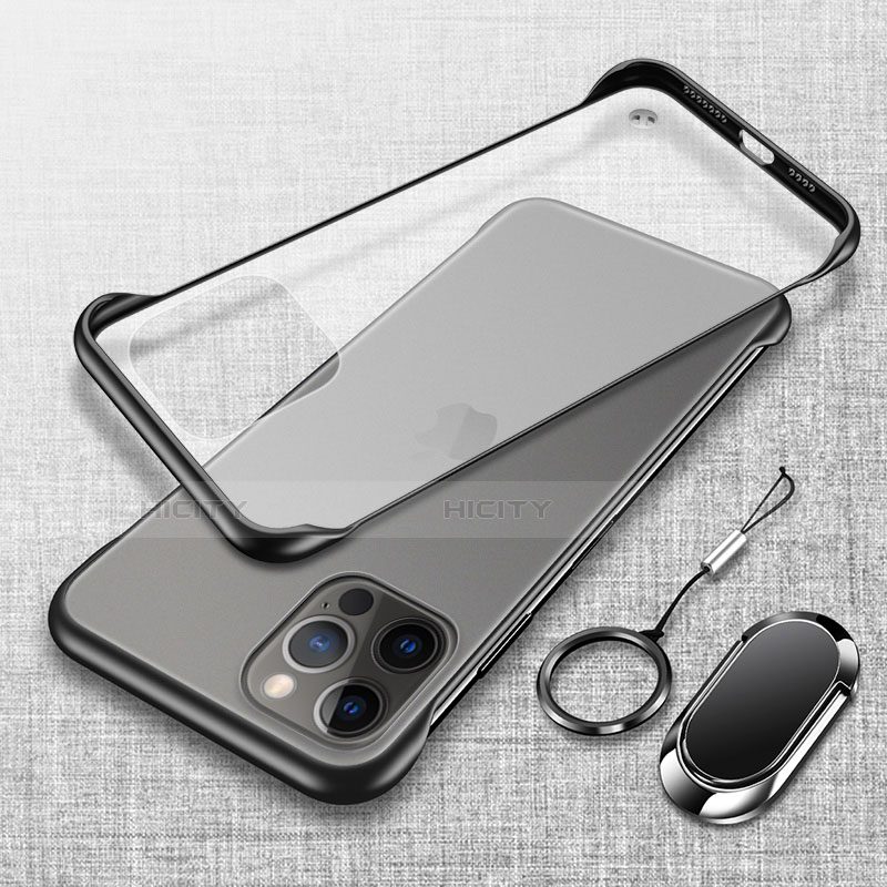Coque Antichocs Rigide Transparente Crystal Etui Housse avec Support Bague Anneau Aimante Magnetique pour Apple iPhone 13 Pro Noir Plus