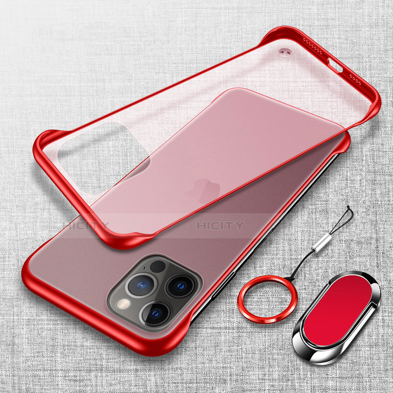 Coque Antichocs Rigide Transparente Crystal Etui Housse avec Support Bague Anneau Aimante Magnetique pour Apple iPhone 14 Pro Rouge Plus