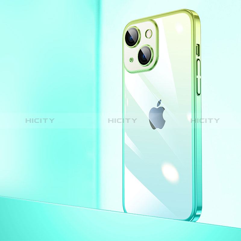 Coque Antichocs Rigide Transparente Crystal Etui Housse Degrade QC1 pour Apple iPhone 14 Plus Vert Plus