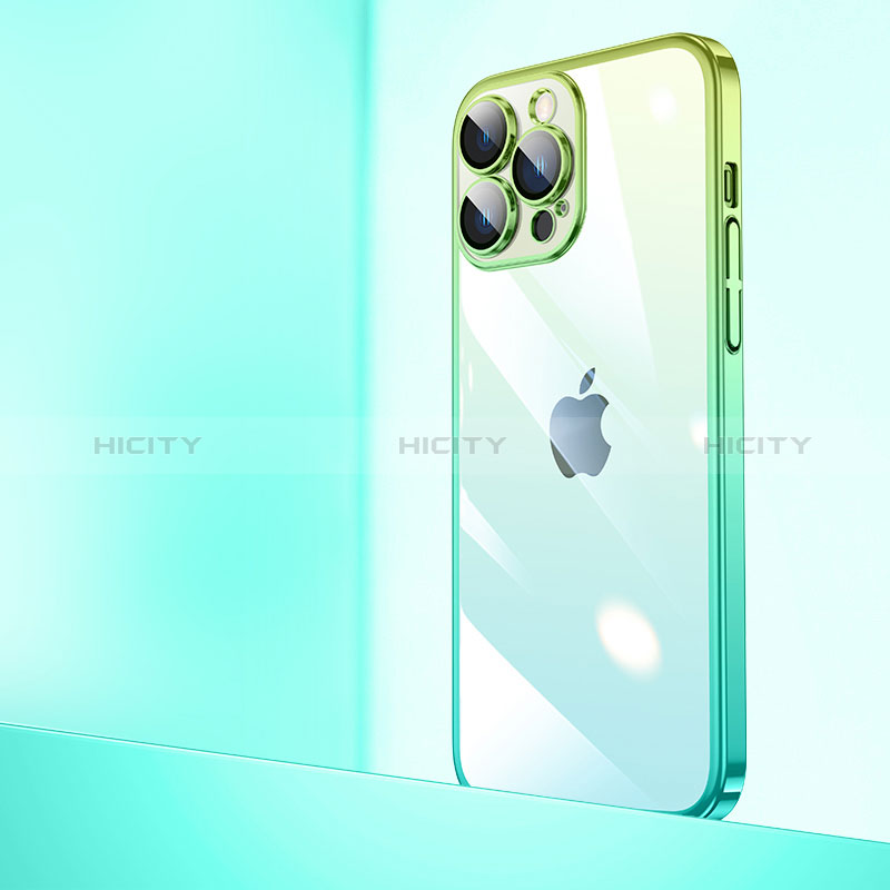 Coque Antichocs Rigide Transparente Crystal Etui Housse Degrade QC1 pour Apple iPhone 15 Pro Max Vert Plus
