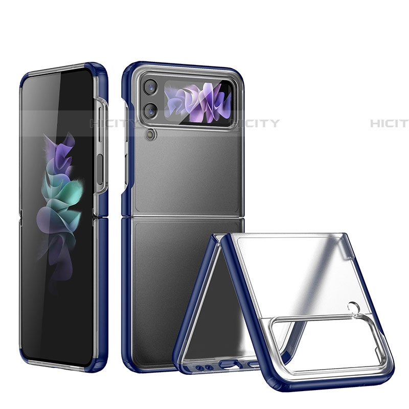 Coque Antichocs Rigide Transparente Crystal Etui Housse H01 pour Samsung Galaxy Z Flip4 5G Bleu Plus