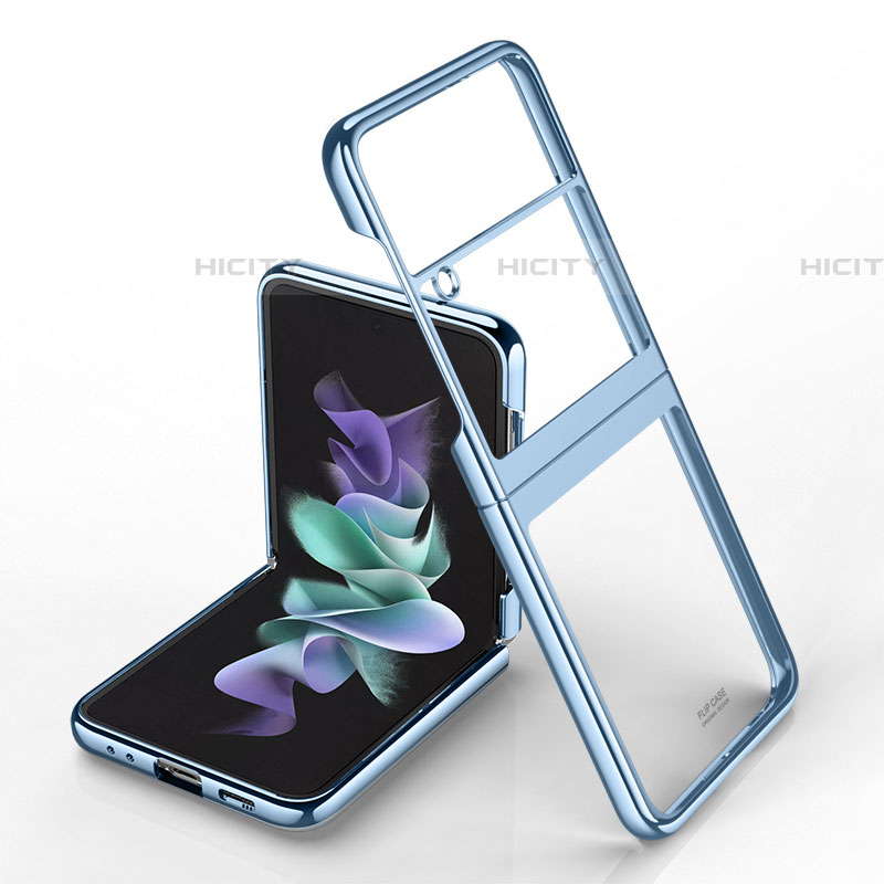 Coque Antichocs Rigide Transparente Crystal Etui Housse H02 pour Samsung Galaxy Z Flip4 5G Bleu Ciel Plus