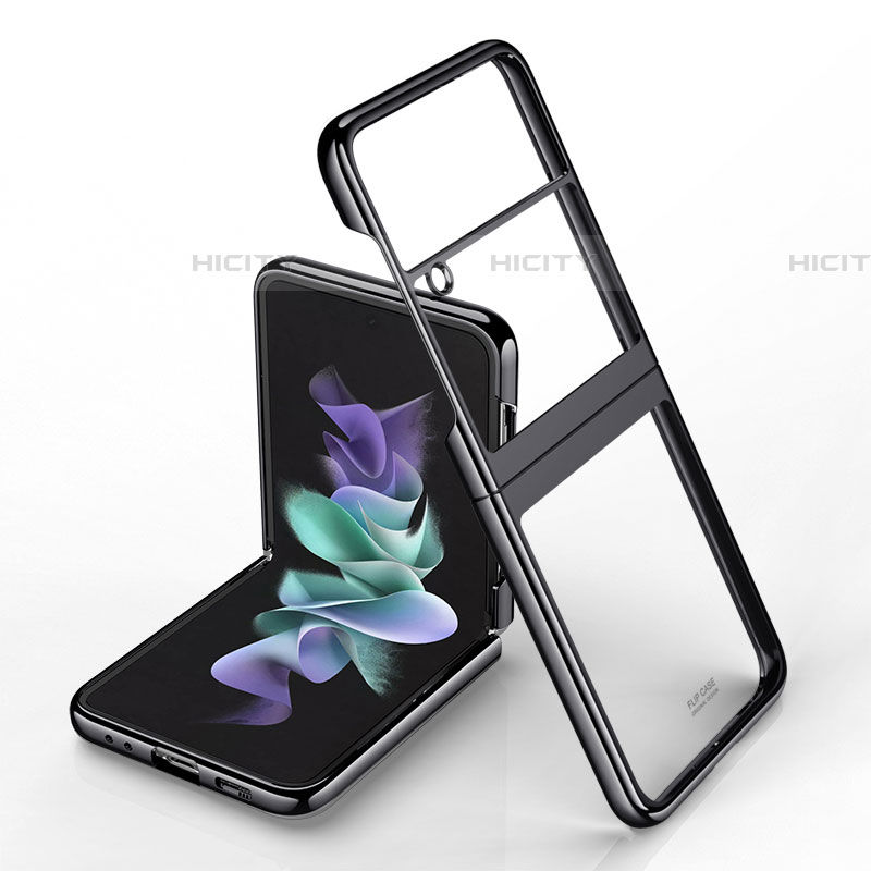 Coque Antichocs Rigide Transparente Crystal Etui Housse H02 pour Samsung Galaxy Z Flip4 5G Noir Plus