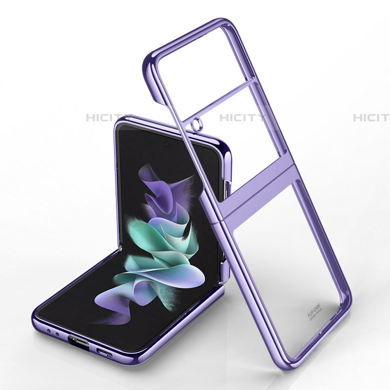 Coque Antichocs Rigide Transparente Crystal Etui Housse H02 pour Samsung Galaxy Z Flip4 5G Violet Plus