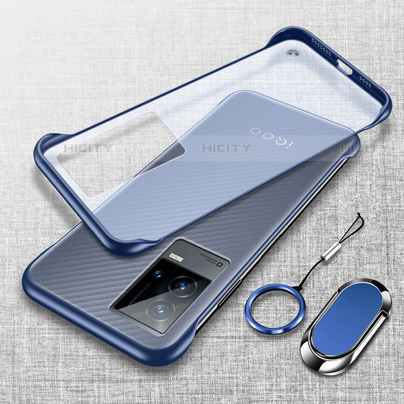 Coque Antichocs Rigide Transparente Crystal Etui Housse H02 pour Vivo iQOO 8 5G Bleu Plus