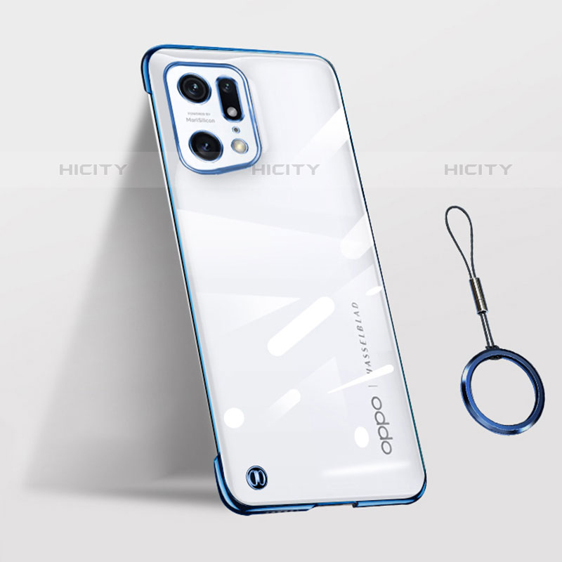 Coque Antichocs Rigide Transparente Crystal Etui Housse H03 pour Oppo Find X5 Pro 5G Bleu Plus