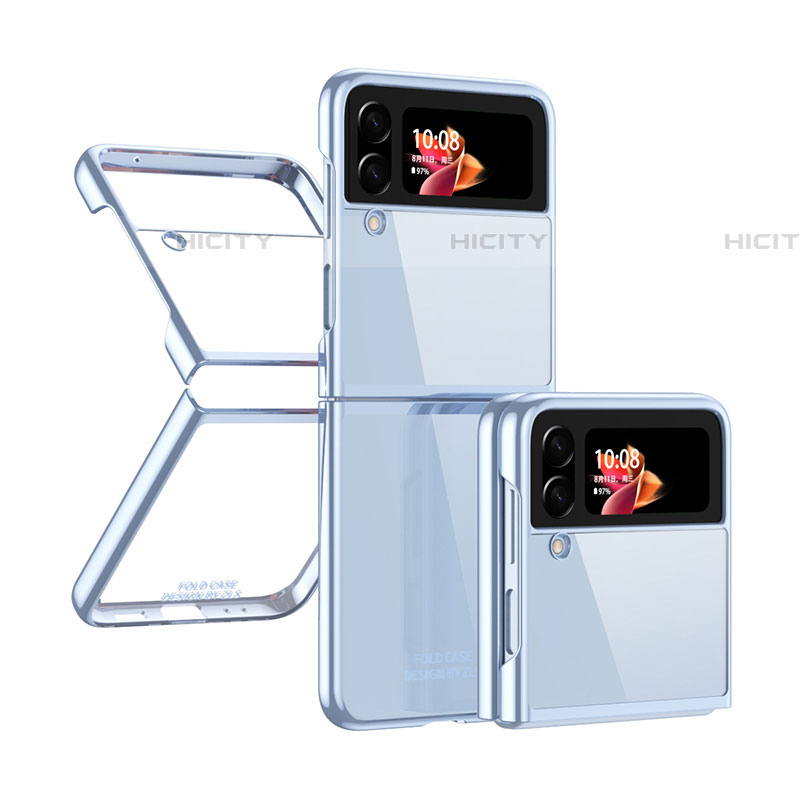 Coque Antichocs Rigide Transparente Crystal Etui Housse H03 pour Samsung Galaxy Z Flip4 5G Bleu Plus