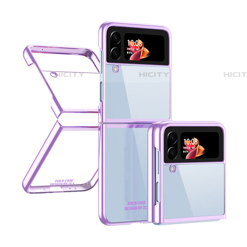 Coque Antichocs Rigide Transparente Crystal Etui Housse H03 pour Samsung Galaxy Z Flip4 5G Violet Plus