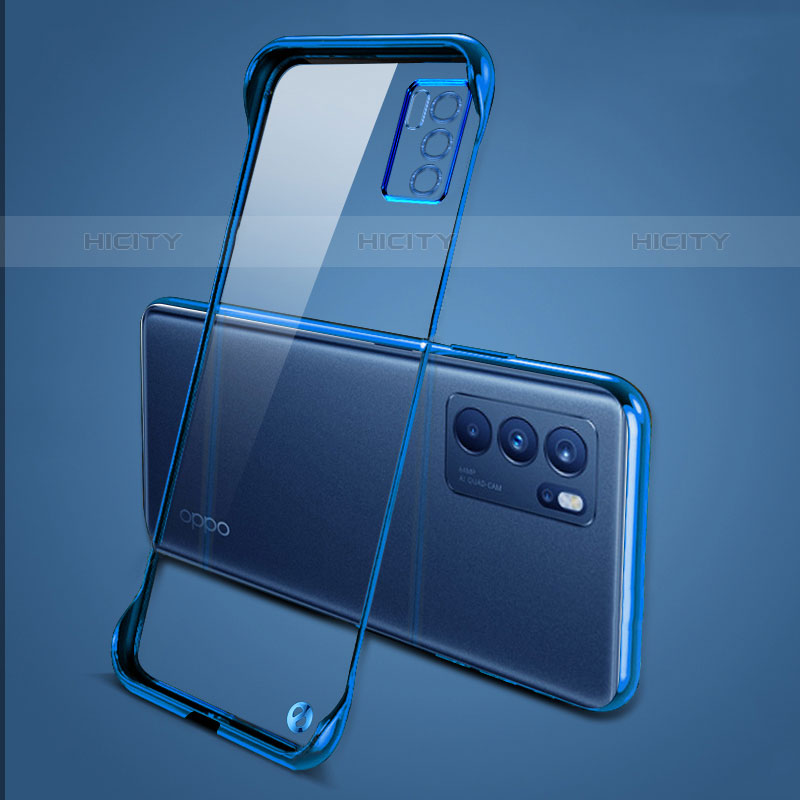 Coque Antichocs Rigide Transparente Crystal Etui Housse H04 pour Oppo Reno6 Pro 5G India Bleu Plus