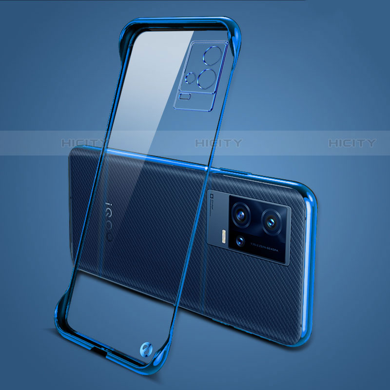 Coque Antichocs Rigide Transparente Crystal Etui Housse H04 pour Vivo iQOO 8 Pro 5G Bleu Plus