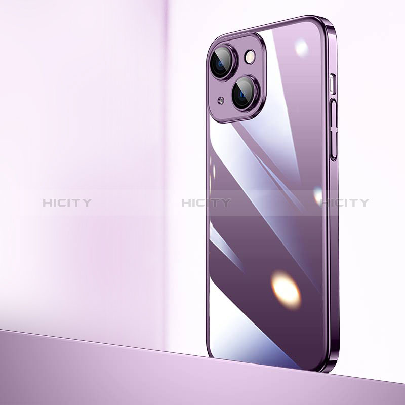 Coque Antichocs Rigide Transparente Crystal Etui Housse QC2 pour Apple iPhone 14 Plus Violet Plus