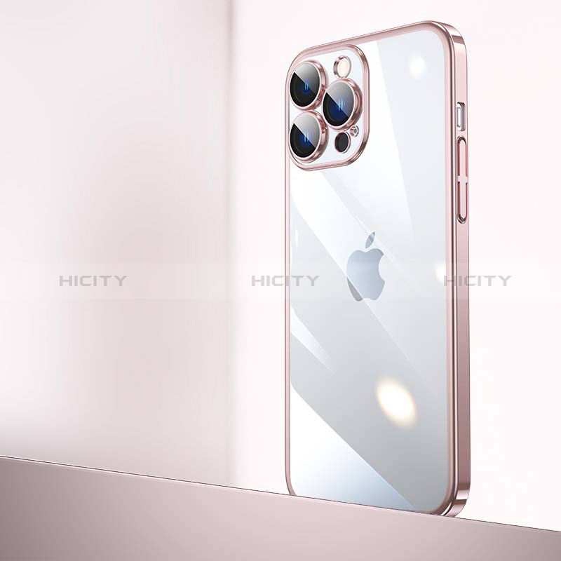 Coque Antichocs Rigide Transparente Crystal Etui Housse QC2 pour Apple iPhone 14 Pro Max Or Rose Plus