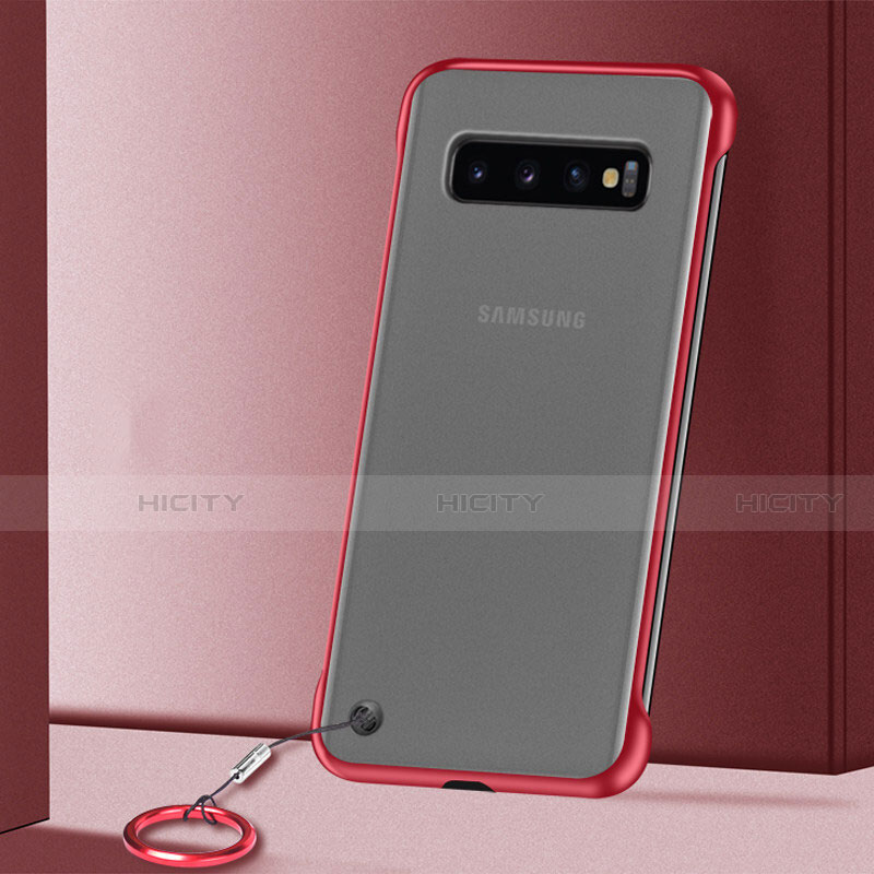 Coque Antichocs Rigide Transparente Crystal Etui Housse S01 pour Samsung Galaxy S10 Plus Rouge Plus