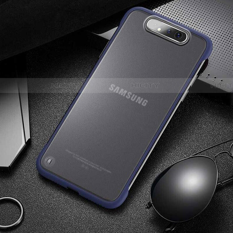 Coque Antichocs Rigide Transparente Crystal Etui Housse S02 pour Samsung Galaxy A80 Bleu Plus