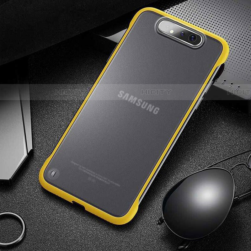 Coque Antichocs Rigide Transparente Crystal Etui Housse S02 pour Samsung Galaxy A80 Jaune Plus