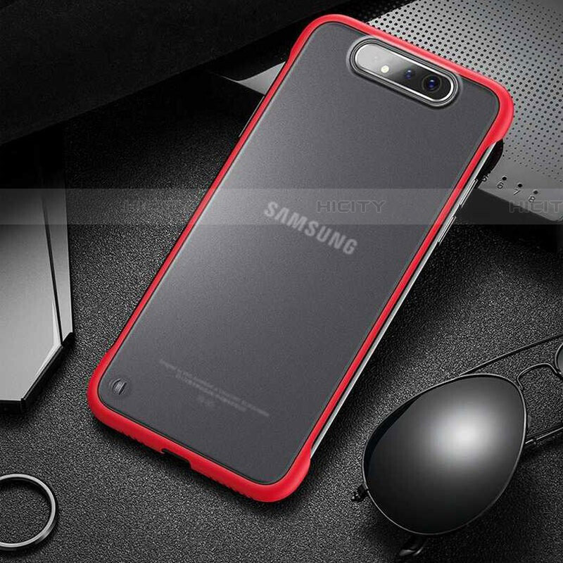 Coque Antichocs Rigide Transparente Crystal Etui Housse S02 pour Samsung Galaxy A90 4G Rouge Plus