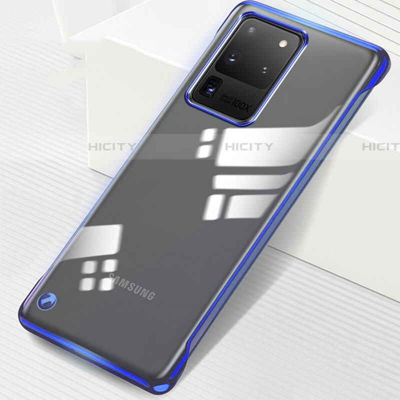 Coque Antichocs Rigide Transparente Crystal Etui Housse S02 pour Samsung Galaxy S20 Ultra 5G Bleu Plus