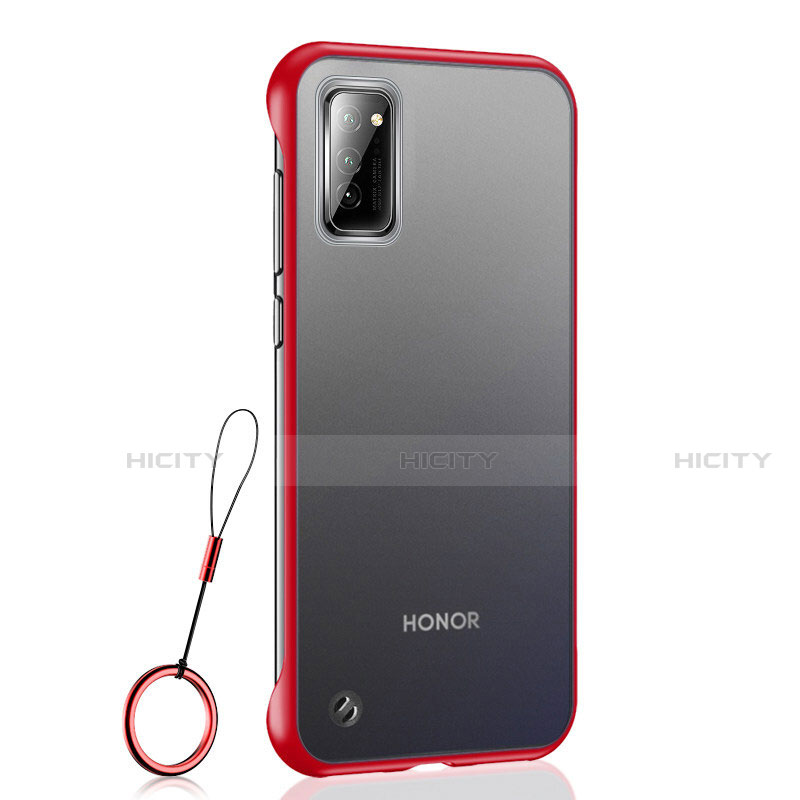 Coque Antichocs Rigide Transparente Crystal Etui Housse S04 pour Huawei Honor V30 5G Rouge Plus