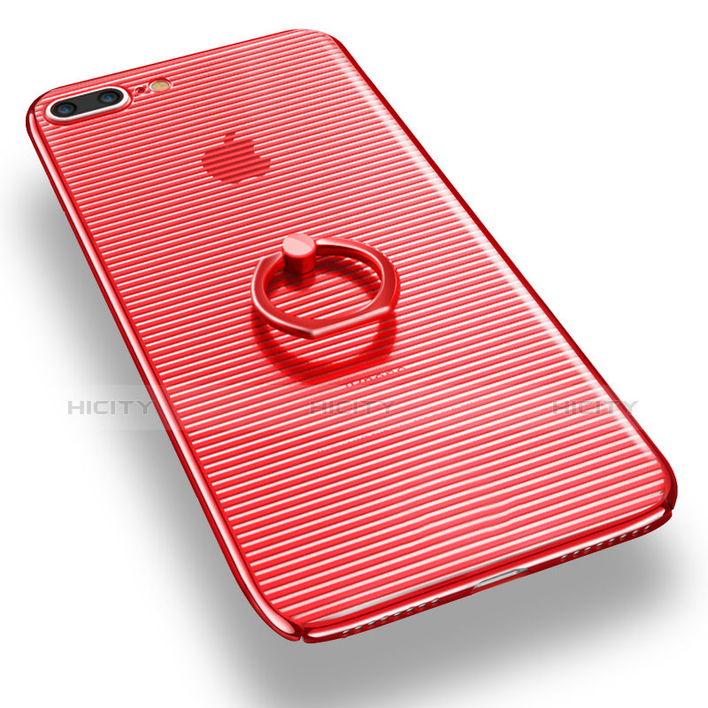 Coque Antichocs Rigide Transparente et Support Bague Anneau pour Apple iPhone 8 Plus Rouge Plus